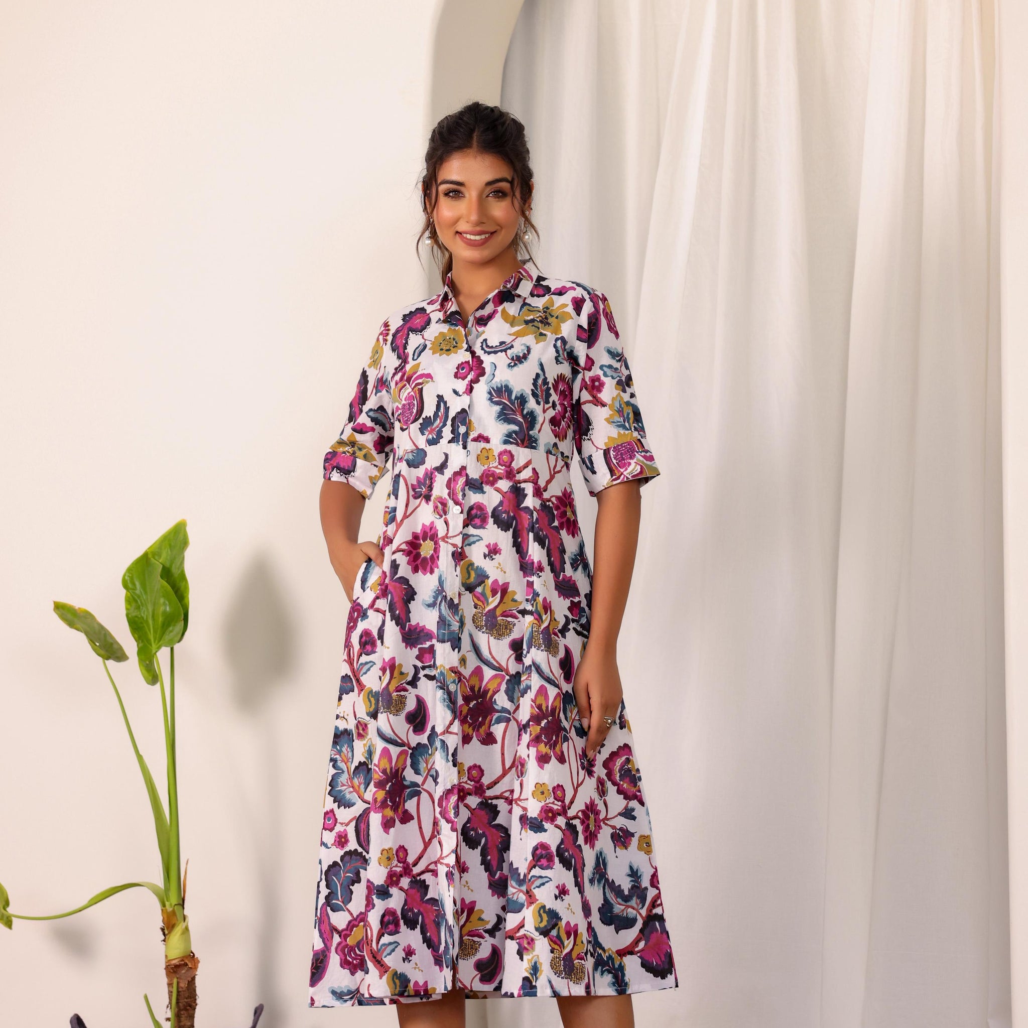 Cotton Printed Dress | A-Line Dress | Shop stylish women's clothing online at Label Flavia |