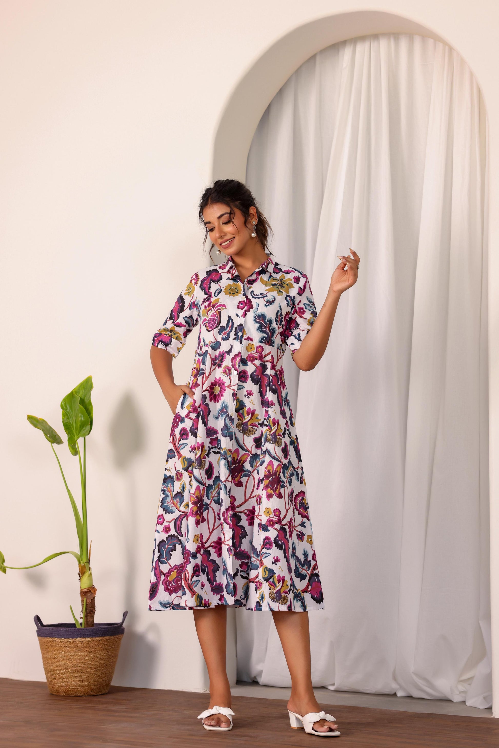 Cotton Printed Dress | A-Line Dress | Shop stylish women's clothing online at Label Flavia |