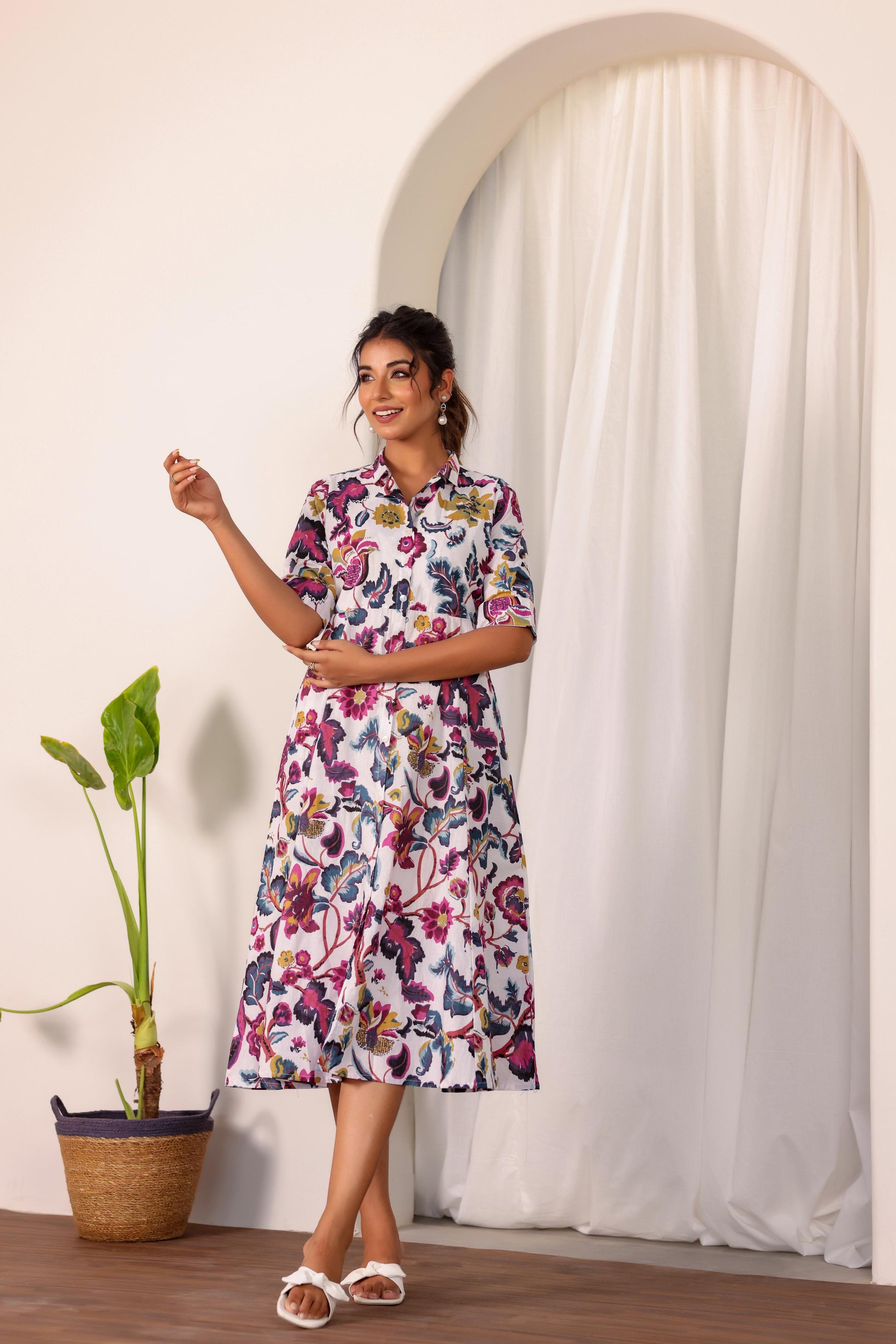 Cotton Printed Dress | A-Line Dress | Shop stylish women's clothing online at Label Flavia |