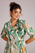 Green Abstract Cotton Dress | | Shop stylish women's clothing online at Label Flavia |