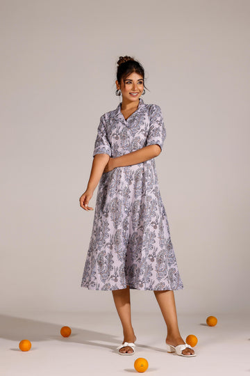 Purple Jaal Cotton Dress | | Shop stylish women's clothing online at Label Flavia |