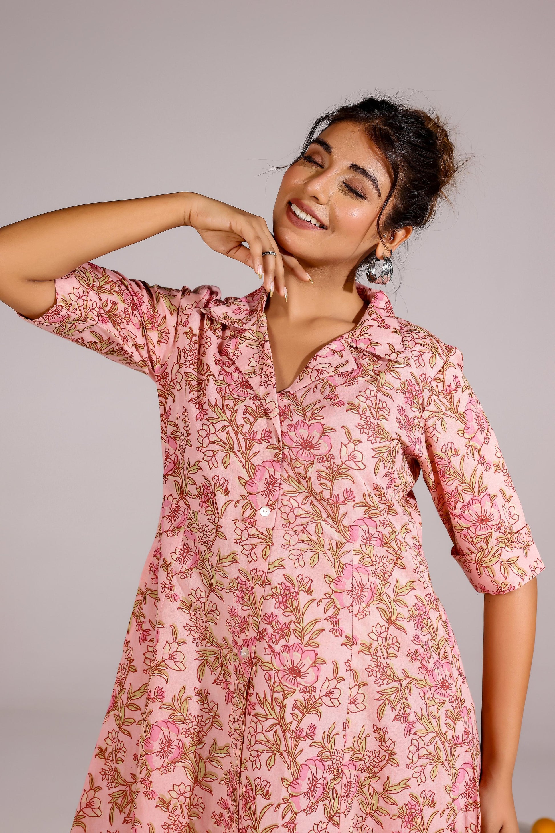 Pink Jaal Cotton Dress | | Shop stylish women's clothing online at Label Flavia |
