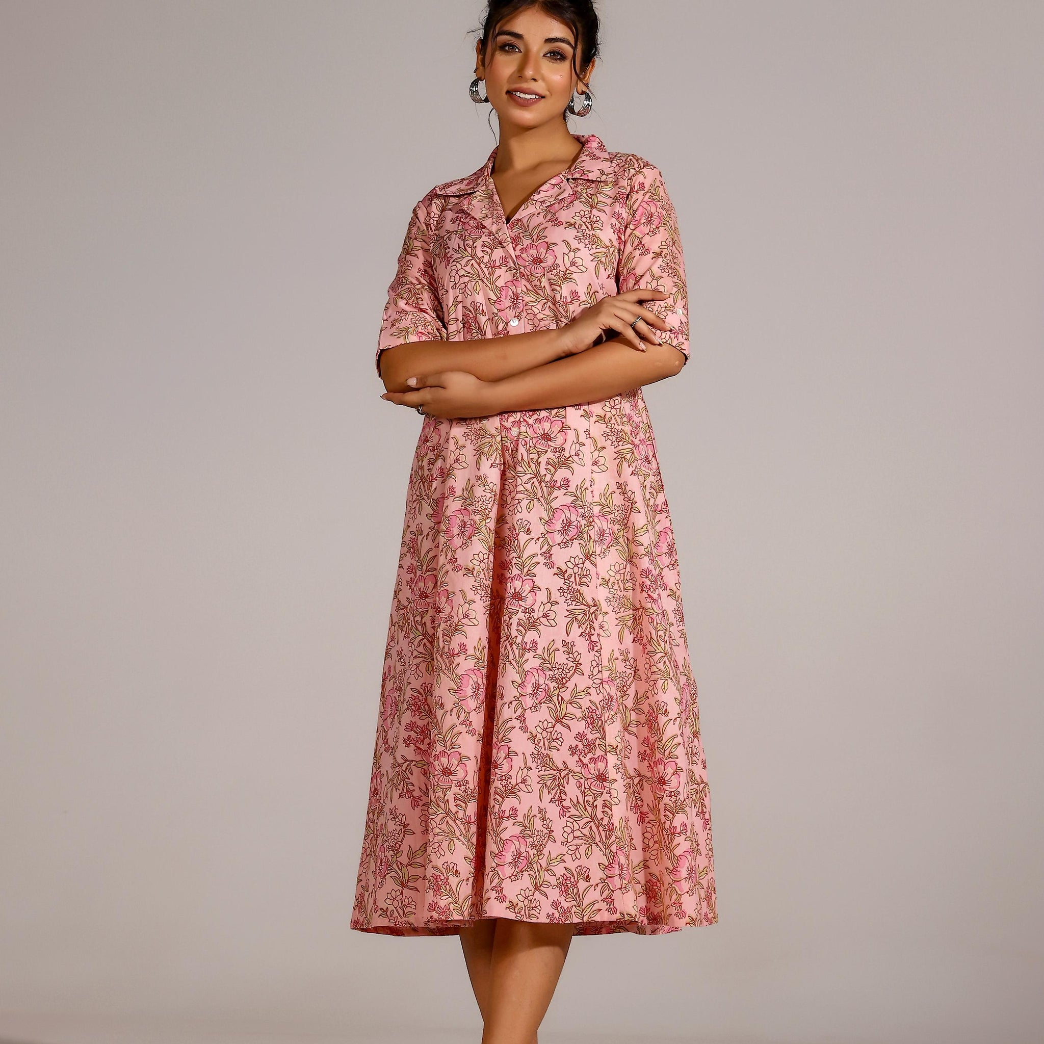 Pink Jaal Cotton Dress | | Shop stylish women's clothing online at Label Flavia |
