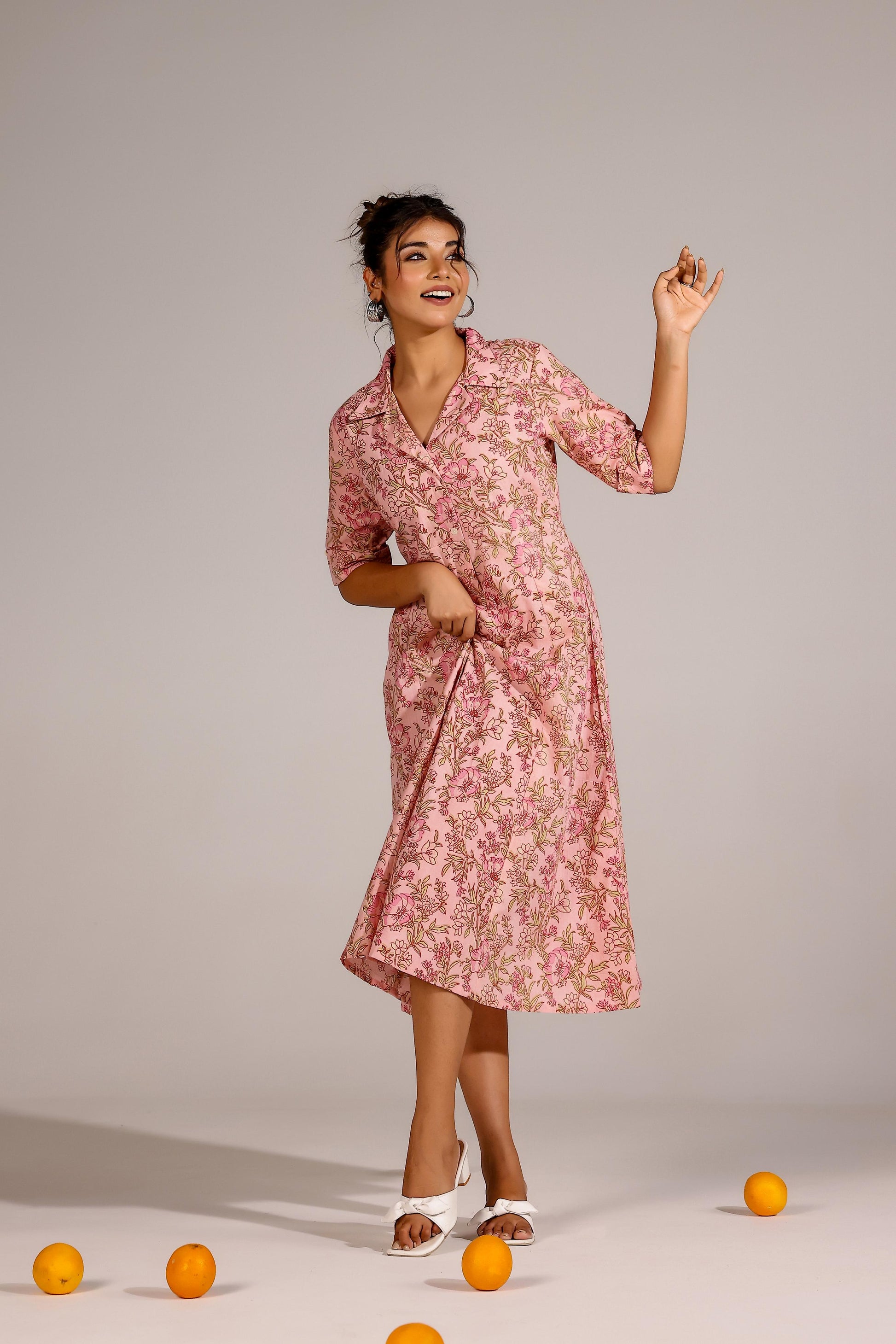 Pink Jaal Cotton Dress | | Shop stylish women's clothing online at Label Flavia |