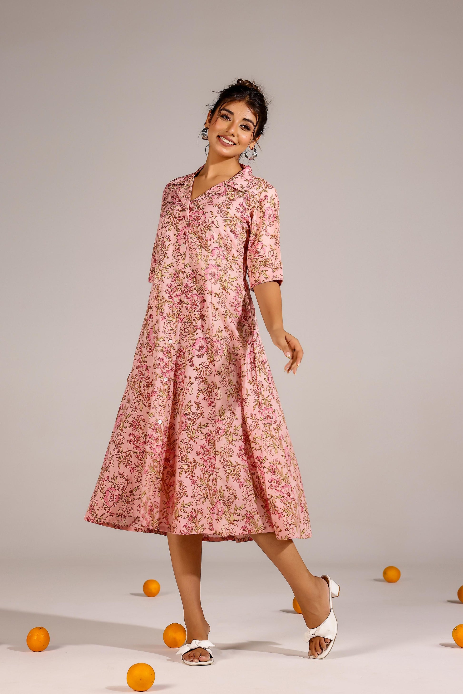 Pink Jaal Cotton Dress | | Shop stylish women's clothing online at Label Flavia |
