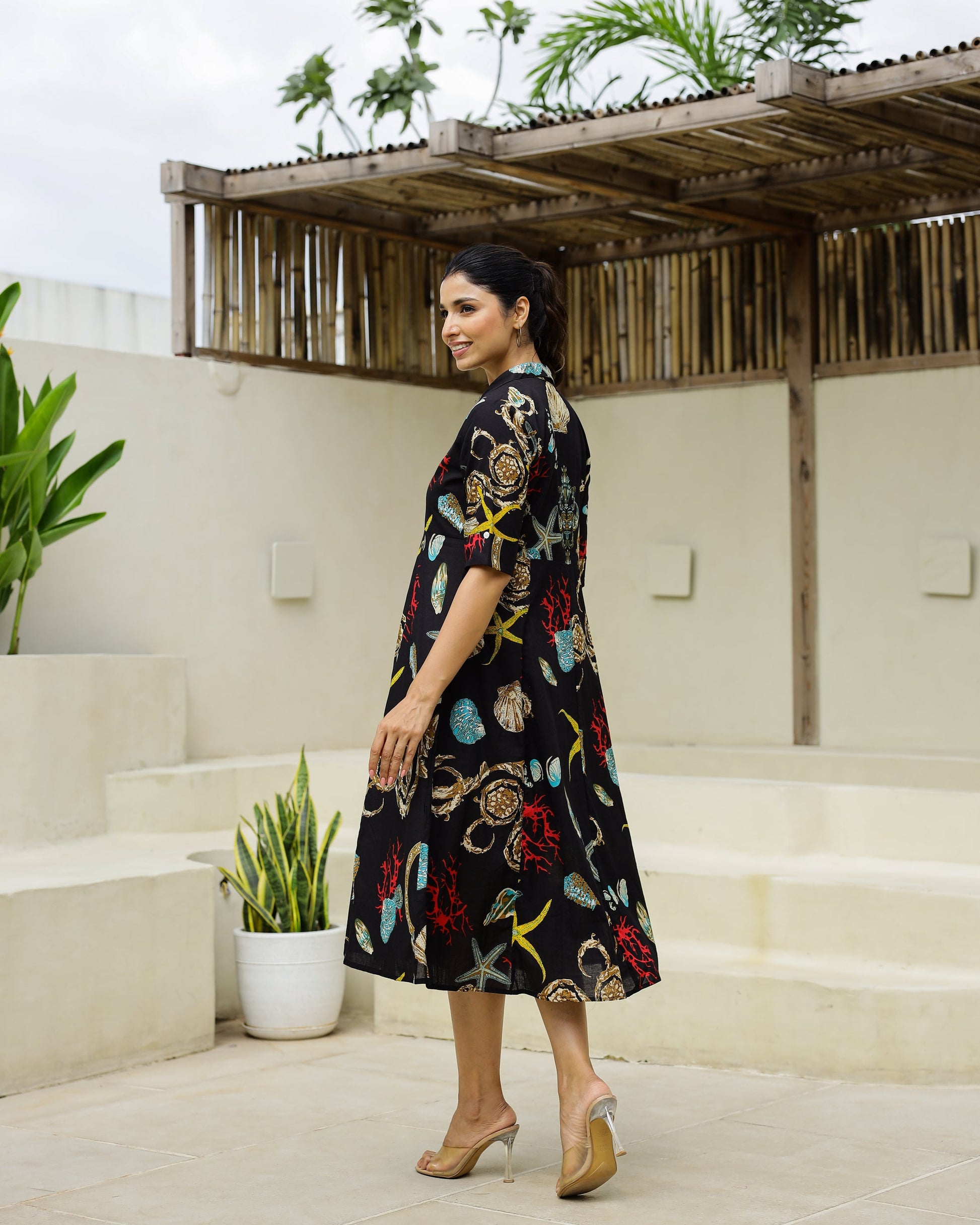 Cotton Printed Dress | A-Line Dress | Shop stylish women's clothing online at Label Flavia |