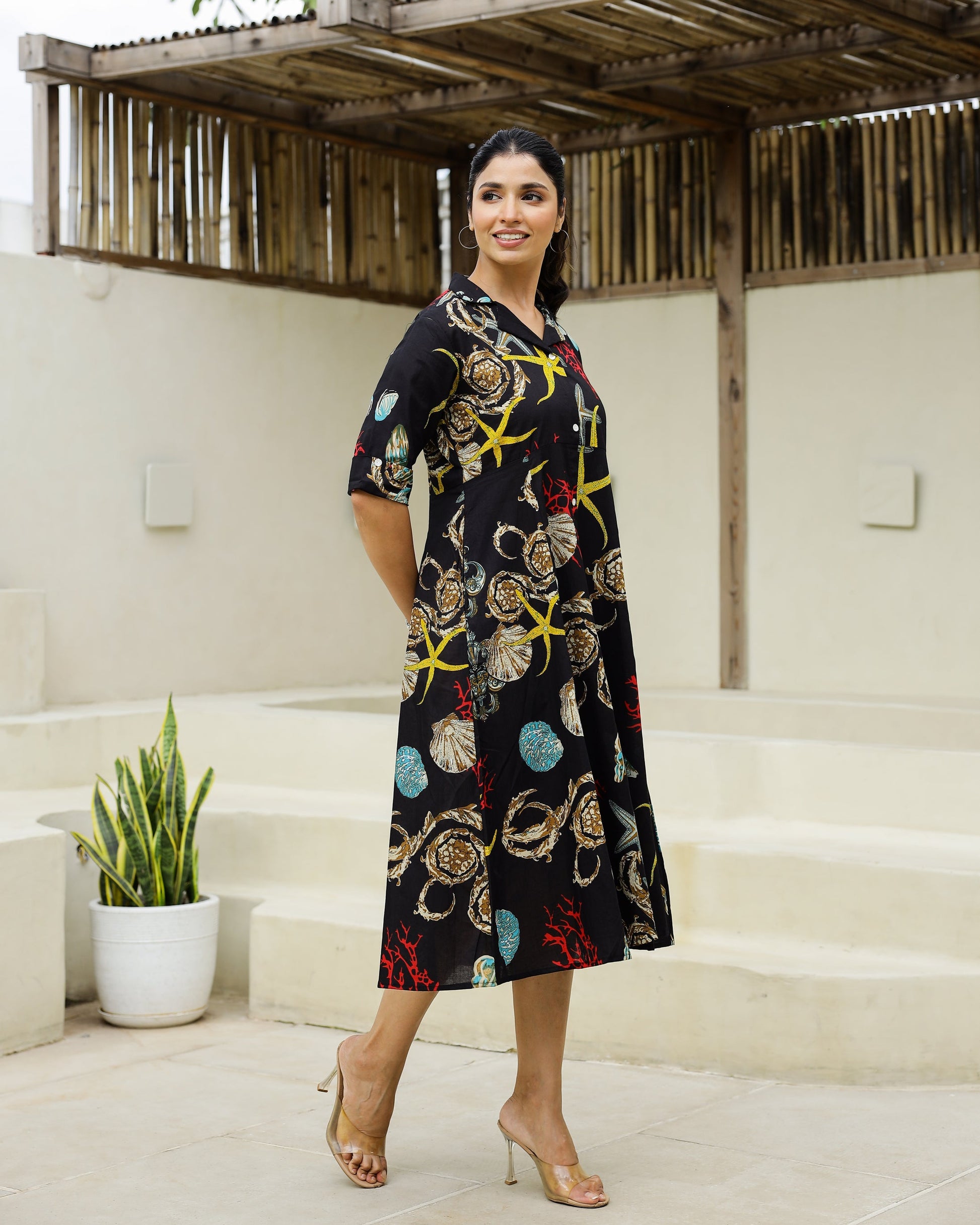 Cotton Printed Dress | A-Line Dress | Shop stylish women's clothing online at Label Flavia |