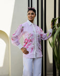 Women's Light Pink Floral Sheer Top Shirt - Soft & Delicate | Women's Shirt | Shop stylish women's clothing online at Label Flavia |