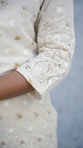 Elegant Cotton Dobby Schiffli Co-ord Set for Indian Women – Casual Luxe Style | Co-Ord Set | Shop stylish women's clothing online at Label Flavia |