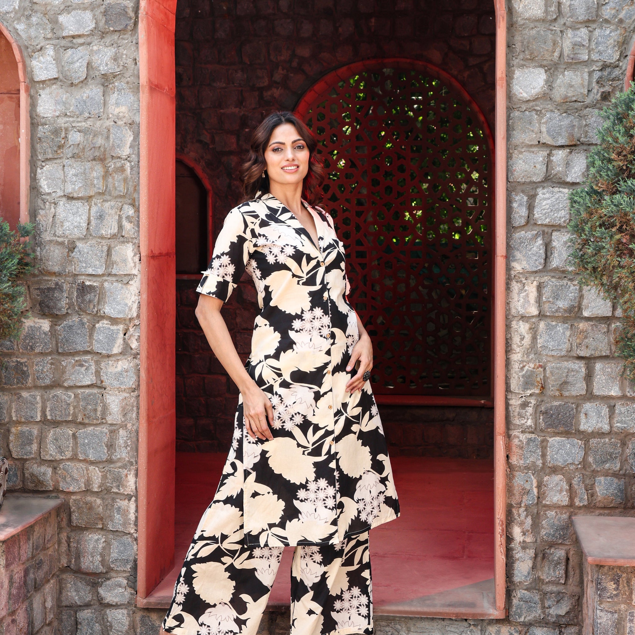 Black & Beige Floral Co-ord Set – Power in Print