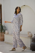 Abstract Script Print Satin Pajama Set - Unique & Luxurious Nightwear | Co-Ord Set | Shop stylish women's clothing online at Label Flavia |