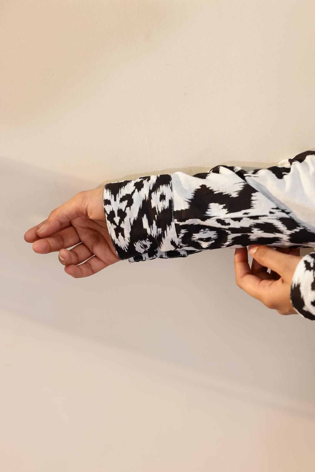 Women's Monochrome Ikat Shirt - Black & White Classic | Women's Shirt | Shop stylish women's clothing online at Label Flavia |