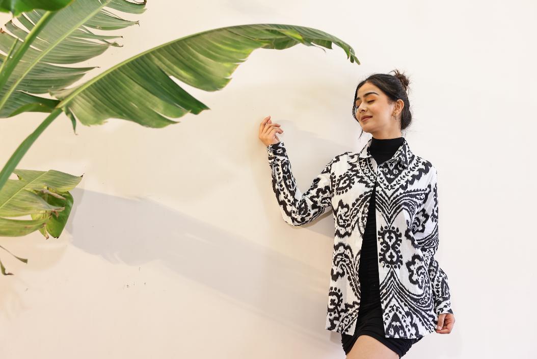 Women's Monochrome Ikat Shirt - Black & White Classic | Women's Shirt | Shop stylish women's clothing online at Label Flavia |