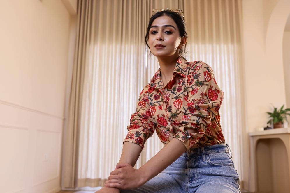 Women's Cream & Red Floral Print Shirt - Bold & Elegant | Women's Shirt | Shop stylish women's clothing online at Label Flavia |
