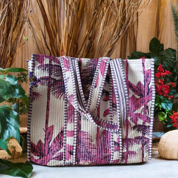 Handcrafted Tropical-Leaf Print Tote Bag – Spacious, Stylish & Eco-Friendly