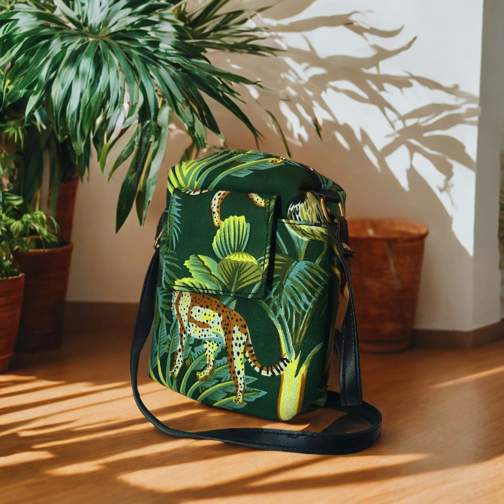 Tropical Jungle Leopard Print Crossbody Bag