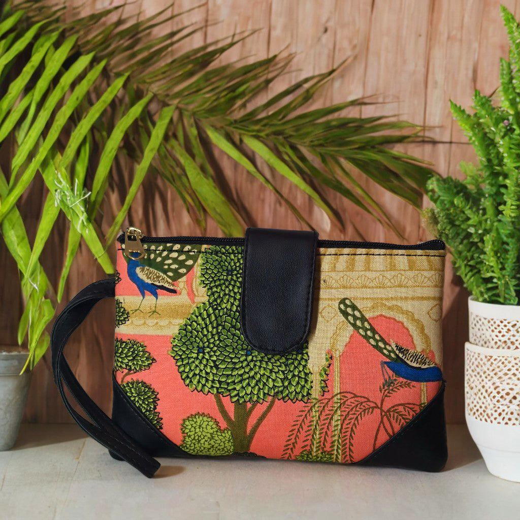 Peacock and Tree Clutch - Trendy Designer Handbag for Women