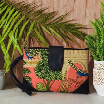 Peacock and Tree Clutch - Trendy Designer Handbag for Women